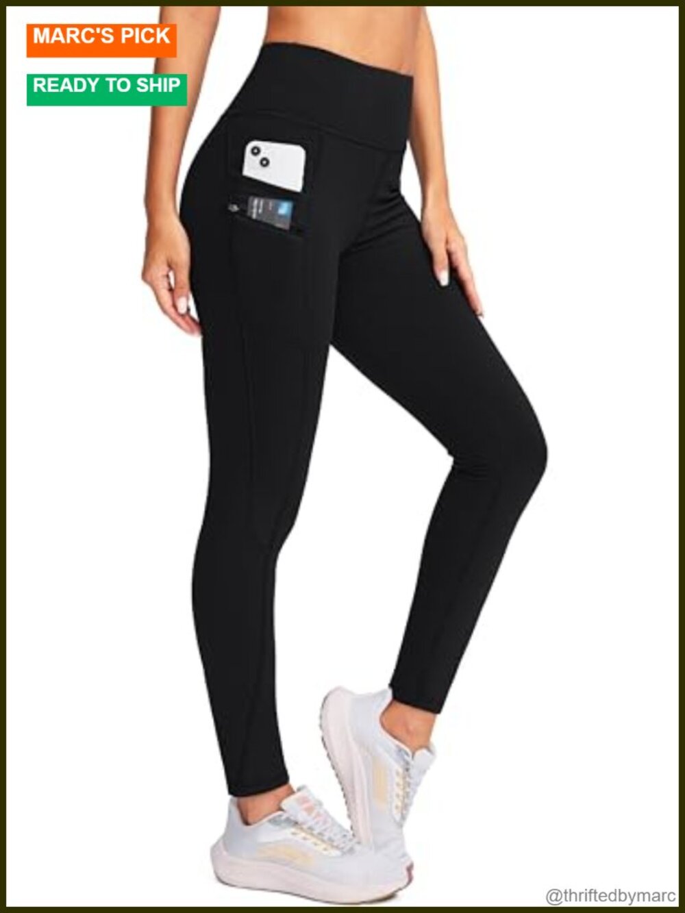 Fleece Lined Leggings High Rise Thermal Winter Pants Water Resistant 4 Pockets